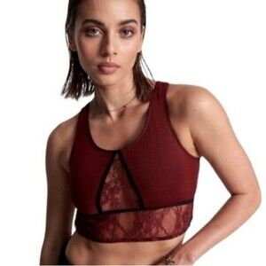 One Teaspoon Wine Red Mesh Lace Bralette Size Small Casual Loungewear Bra